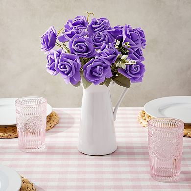 100 Pack Purple Artificial Flowers, Bulk Stemless Fake Foam Roses, 3 In