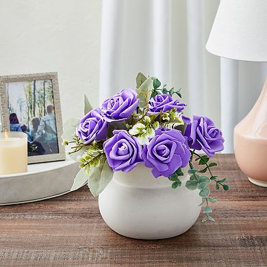 100 Pack Purple Artificial Flowers, Bulk Stemless Fake Foam Roses, 3 In