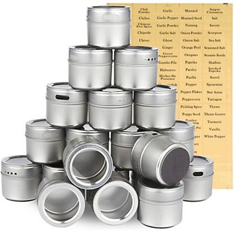 20-pack Magnetic Spice Containers, Spice Tins With Lids And 94 Labels, 3.4 Oz