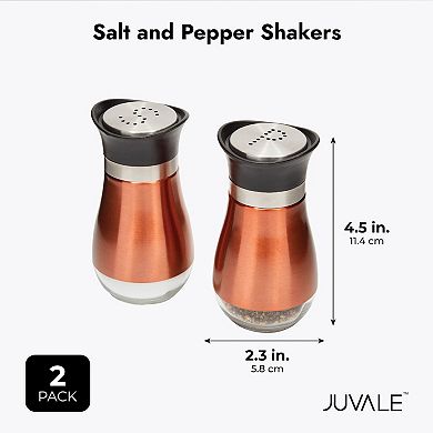 Gold Stainless Steel Salt and Pepper Shakers with Glass Bottom, Refillable (2 Piece Set)