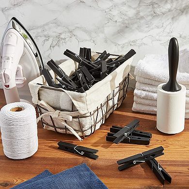 Juvale Wooden Clothespins for Hanging (4 in, Black, 100 Pack)