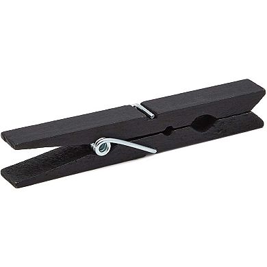 Juvale Wooden Clothespins for Hanging (4 in, Black, 100 Pack)