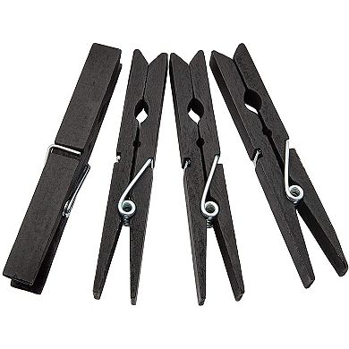 Juvale Wooden Clothespins for Hanging (4 in, Black, 100 Pack)