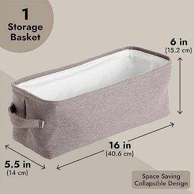 Gray Jute Fabric Storage Bin Basket Container Organizer Rectangular 16"x6"x5.25"