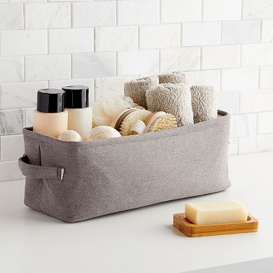Gray Jute Fabric Storage Bin Basket Container Organizer Rectangular 16"x6"x5.25"