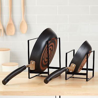 3 Piece Plate Organizer For Kitchen Cabinet, Shelf, 2 Sizes For Pots (black)