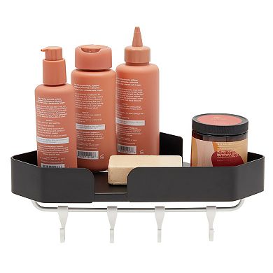 Bathroom Corner Shelves with Hooks, Wall Mounted Shower Caddy (12.5 x 8 ...