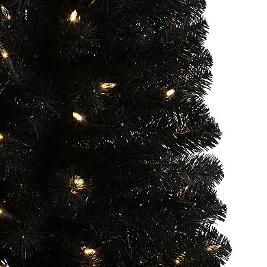 Treetopia Stiletto Black 7 Foot Artificial Prelit Pencil Christmas Tree w/ Stand