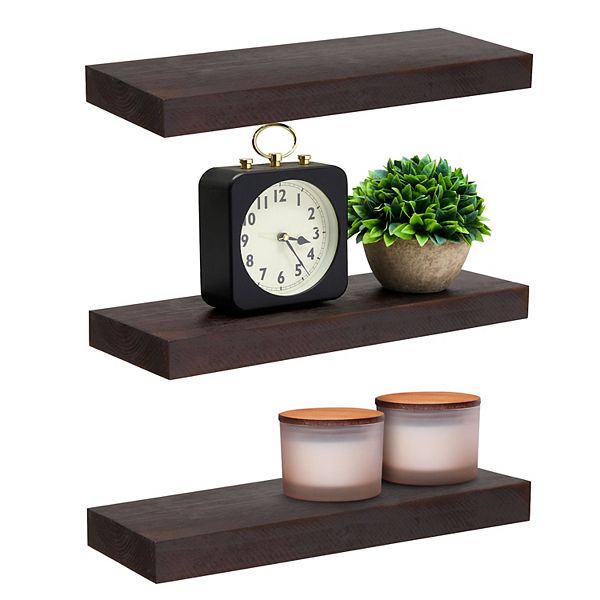 Set of 3 Dark Brown Wooden Floating Shelf for Nursery, Office, Bedrooms