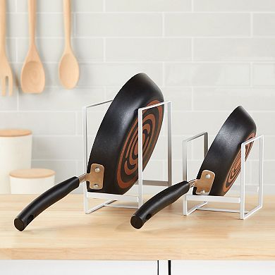 3 Piece Plate Organizer For Kitchen Cabinet, 2 Sizes For Pots, Pans (white)