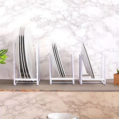 3 Piece Plate Organizer For Kitchen Cabinet, 2 Sizes For Pots, Pans (white)