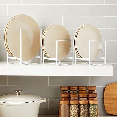 3 Piece Plate Organizer For Kitchen Cabinet, 2 Sizes For Pots, Pans (white)