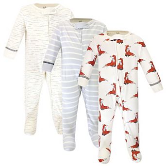 Touched by Nature Baby Boy Organic Cotton Zipper Sleep and Play 3 pk Boho Fox, 3-6 Months