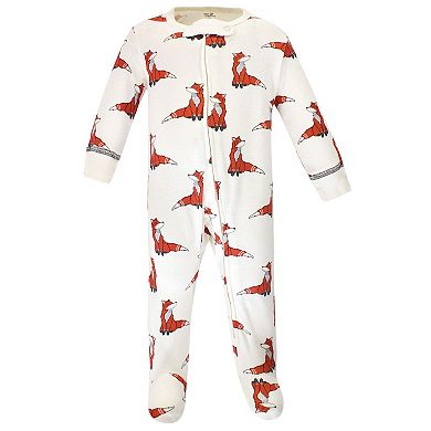 Touched by Nature Baby Boy Organic Cotton Zipper Sleep and Play 3pk, Boho Fox, 3-6 Months