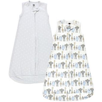 Hudson Baby Infant Boy Interlock Cotton Sleeveless Sleeping Bag, Blue Royal Safari