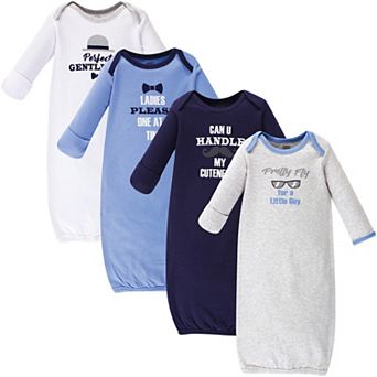 Luvable Friends Baby Boy Cotton Long-Sleeve Gowns 4 pk
