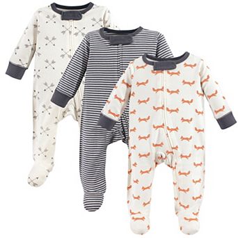 Touched by Nature Baby Boy Organic Cotton Zipper Sleep and Play 3 pk Fox