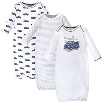 Touched by Nature Baby Boy Organic Cotton Long-Sleeve Gowns 3 pk Truck, 0-6 Months