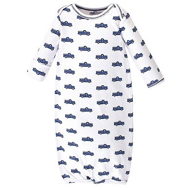 Touched by Nature Baby Boy Organic Cotton Long-Sleeve Gowns 3pk, Truck, 0-6 Months