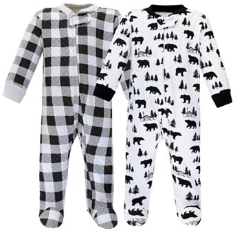 Hudson Baby Infant Boy Premium Quilted Zipper Sleep and Play, Bear Gray Black