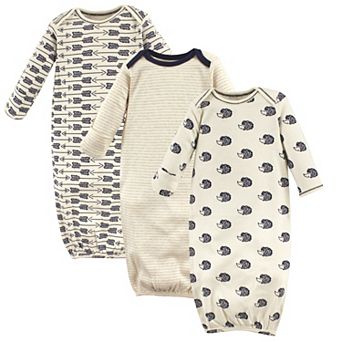 Touched by Nature Baby Boy Organic Cotton Long-Sleeve Gowns 3 pk Hedgehog, 0-6 Months