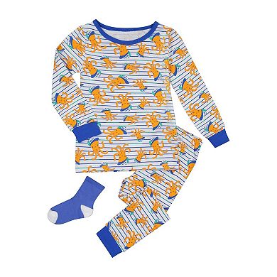 Sleep On It Infant/Toddler Boys Sea Ya! Octopus Snug Fit 2-Piece Pajama Sleep Set With Matching Socks