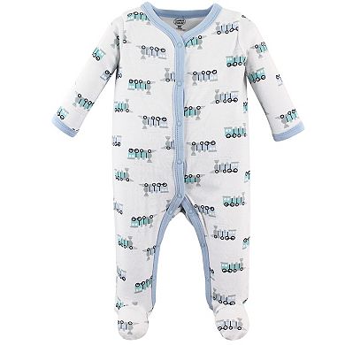 Luvable Friends Baby Boy Cotton Snap Sleep and Play 3pk, Train