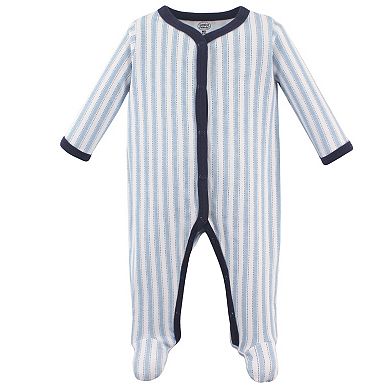 Luvable Friends Baby Boy Cotton Snap Sleep and Play 3pk, Train