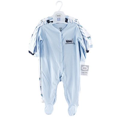 Luvable Friends Baby Boy Cotton Snap Sleep and Play 3pk, Train