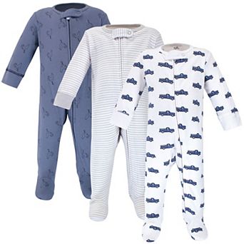 Touched by Nature Baby Boy Organic Cotton Zipper Sleep and Play 3-Pack - Truck - 6-9 Months