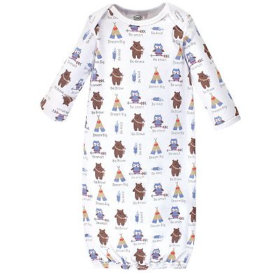 Luvable Friends Baby Boy Cotton Long-Sleeve Gowns 4pk, Blue Bear, 0-6 ...