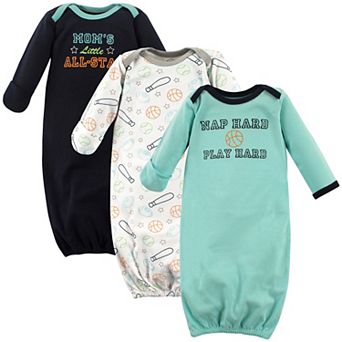 Luvable Friends Baby Boy Cotton Long-Sleeve Gowns 3 pk Sports, 0-6 Months