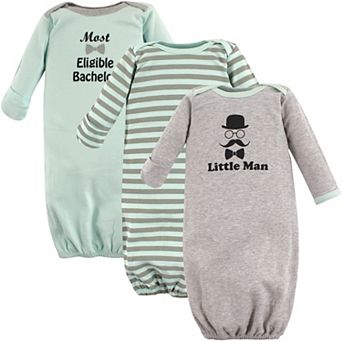 Luvable Friends Baby Boy Cotton Long-Sleeve Gowns 3 pk Little Man, 0-6 Months
