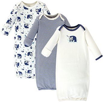 Touched by Nature Baby Boy Organic Cotton Long-Sleeve Gowns 3 pk Woodland, 0-6 Months