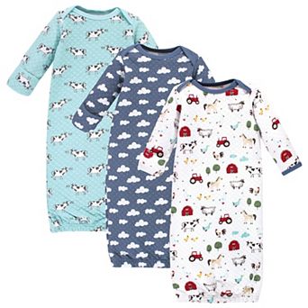 Hudson Baby Infant Boy Quilted Cotton Long-Sleeve Gowns 3 pk