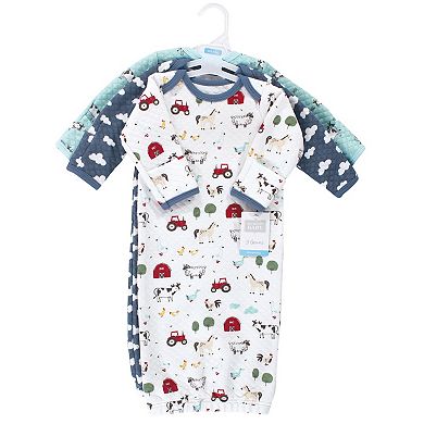 Hudson Baby Infant Boy Quilted Cotton Long-Sleeve Gowns 3pk