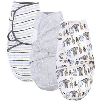 Hudson Baby Infant Boy Quilted Cotton Swaddle Wrap 3 pk Royal Safari, 0-3 Months
