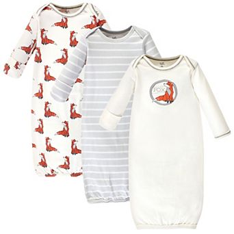 Touched by Nature Baby Boy Organic Cotton Long-Sleeve Gowns 3 pk Boho Fox, 0-6 Months