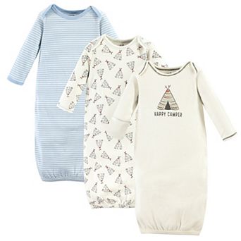 Touched by Nature Baby Boy Organic Cotton Long-Sleeve Gowns 3 pk Blue and Gray