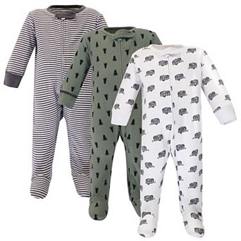 Touched by Nature Baby Boy Organic Cotton Zipper Sleep and Play 3 pk Happy Camper