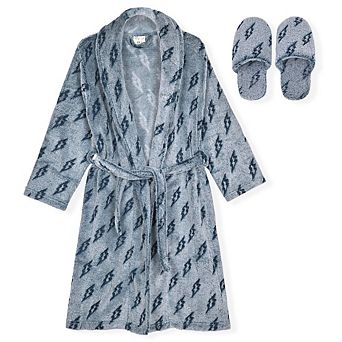 Sleep On It Boys Plush Flannel Fleece Collar Robe Set with Matching Slippers