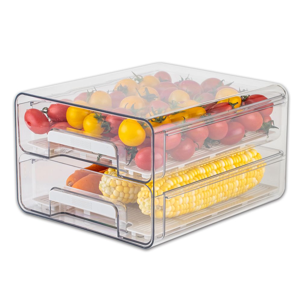 mDesign Clarity Clear Plastic Stackable Kitchen Storage Organizer with  Drawer - 7 x 14 x 8, 4 Pack