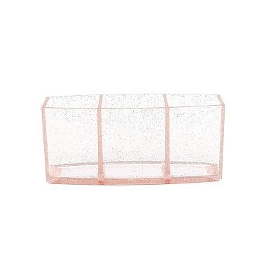 Glitter Pink Makeup Brush Holder Cosmetic Storage Organizer (7.5 x 3.2 x 2.8 In, 2 Pack)