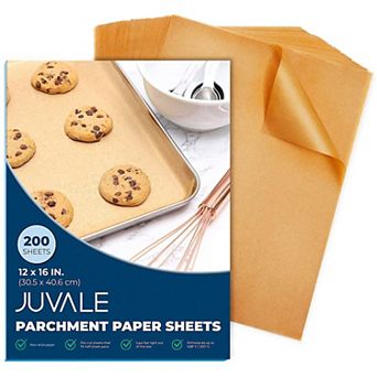 200 Pack Precut Parchment Paper for Baking, 12 x 16 Unbleached Brown Nonstick Liners for Half Sheet Pan