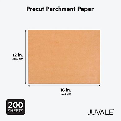 200 Pack Precut Parchment Paper for Baking, 12 x 16 Unbleached Brown Nonstick Liners for Half Sheet Pan