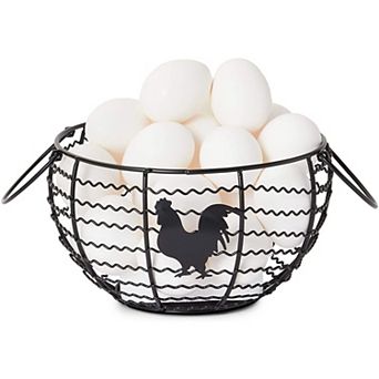 Black Wire Egg Basket Organizer For Kitchen Farmhouse Decoration, 8.2x8.2x4.9"