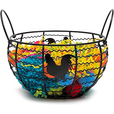 Black Wire Egg Basket Organizer For Kitchen Farmhouse Decoration, 8.2x8.2x4.9"