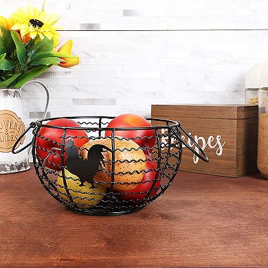 Black Wire Egg Basket Organizer For Kitchen Farmhouse Decoration, 8.2x8.2x4.9"
