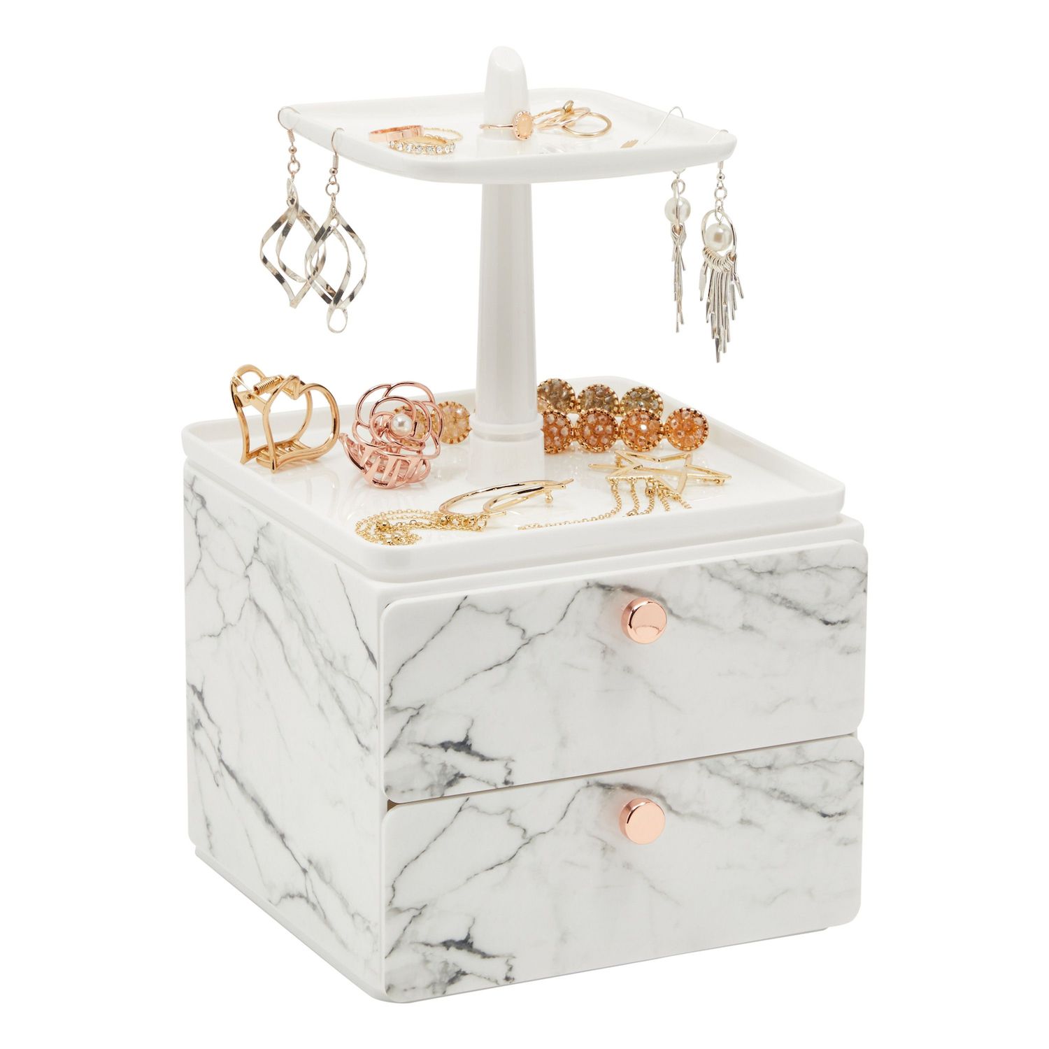 Mdesign Plastic Jewelry Box, 4 Removable Storage Organizer Trays
