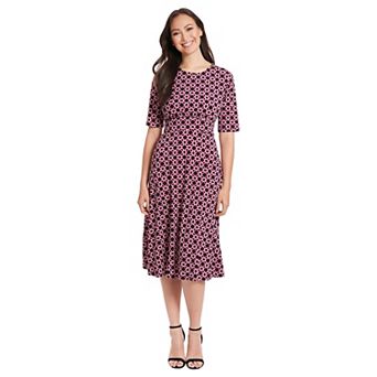 Women's London Times Printed Midi A-Line Dress